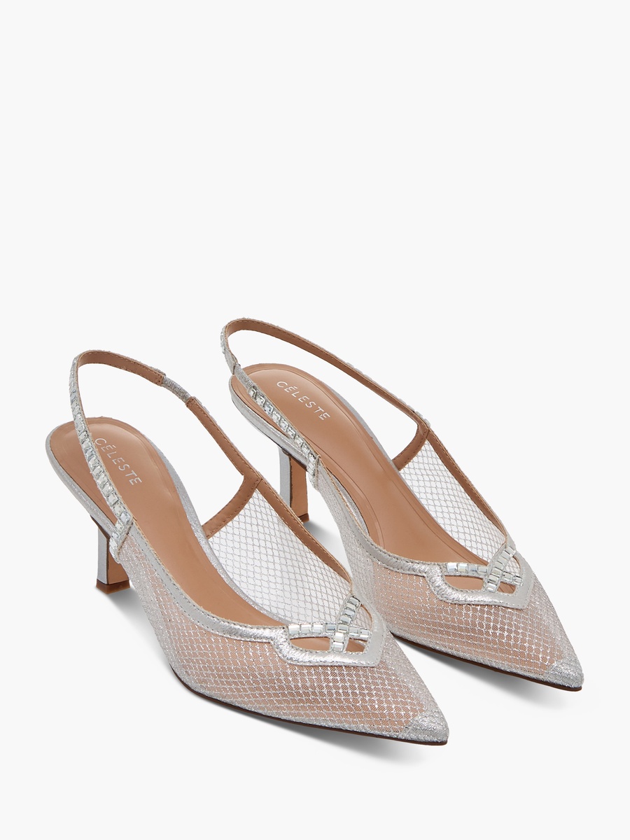 Embellished Slingback Shoes with Kitten Heels