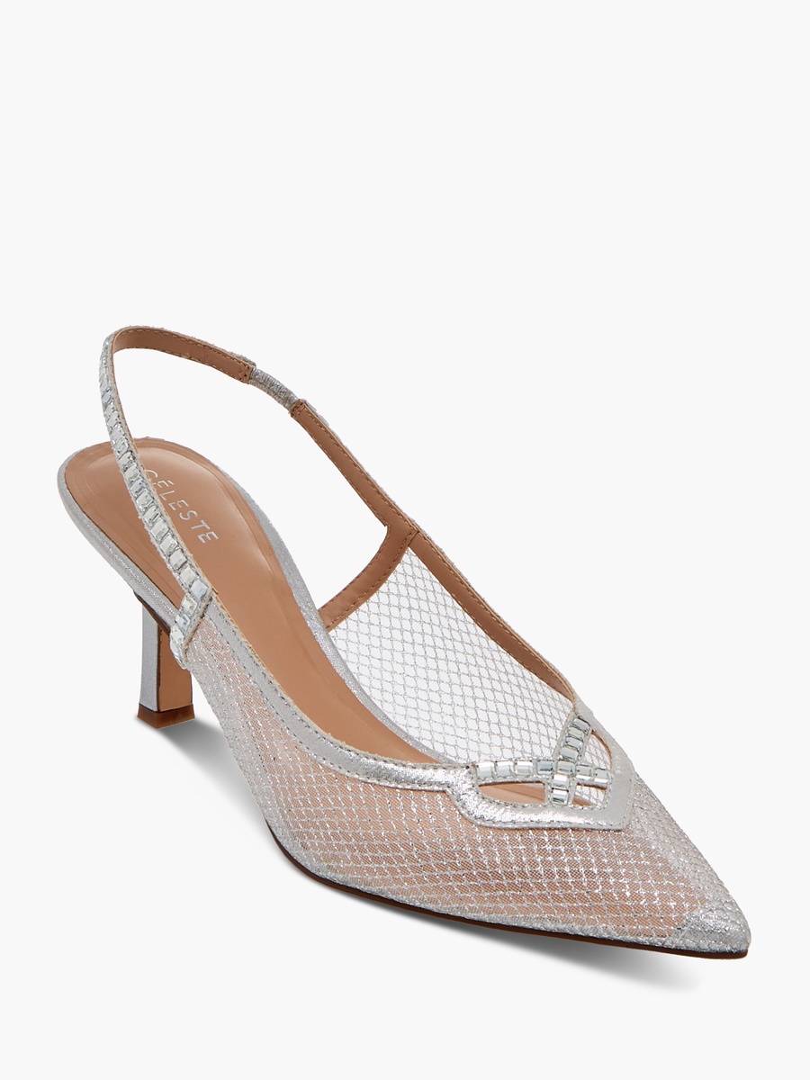 Embellished Slingback Shoes with Kitten Heels