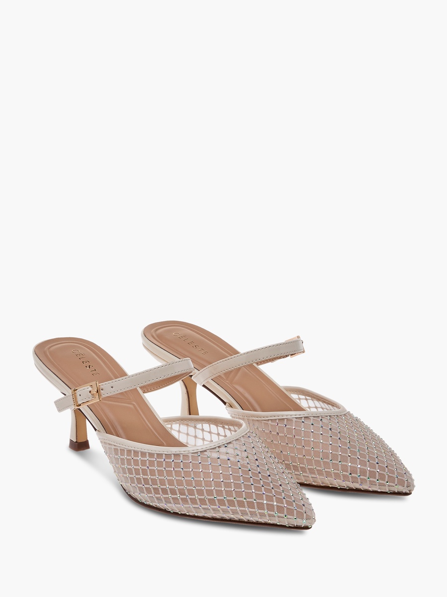 Embellished Pointed Toe Shoes with Kitten Heels