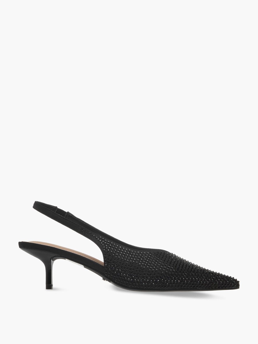 Embellished Pointed Toe Slingback Shoes with Kitten Heels