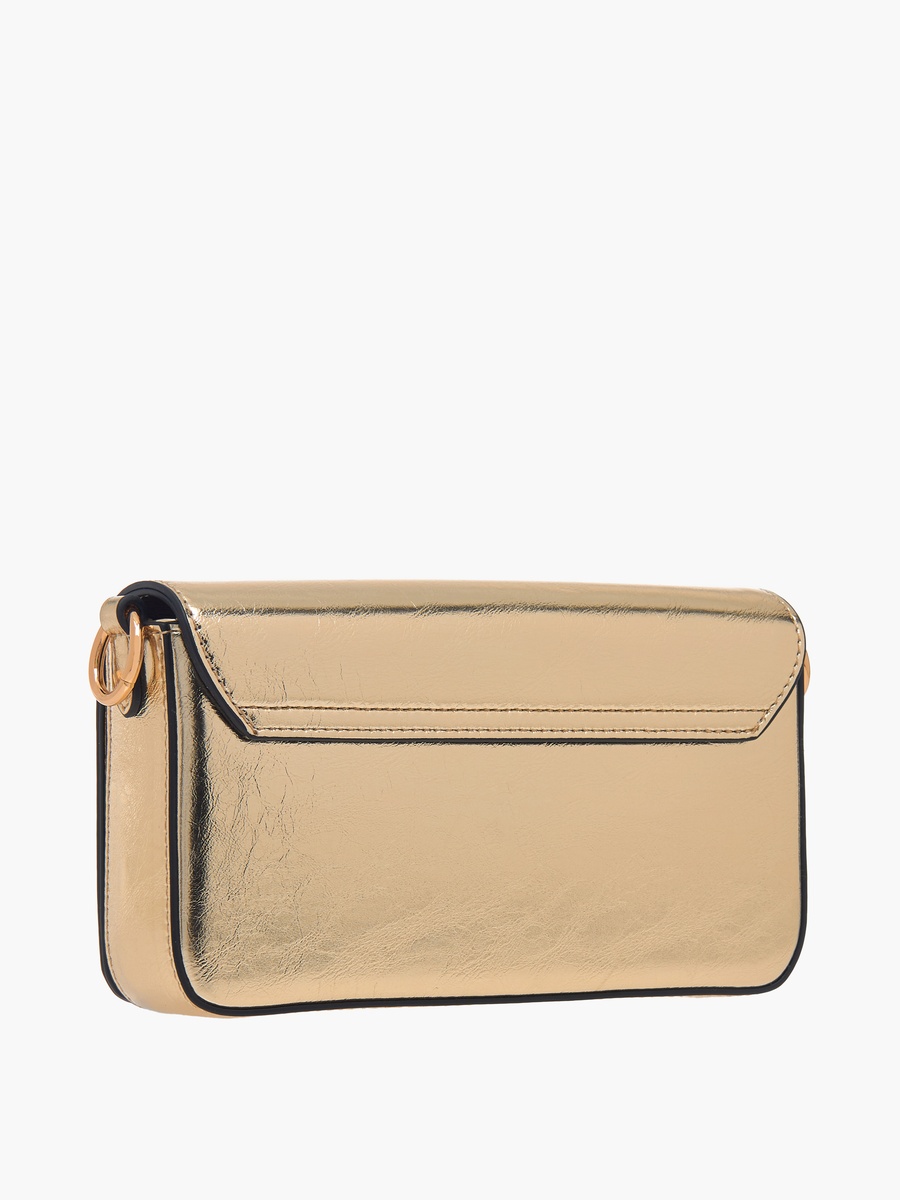 Logo Detail Crossbody Bag with Chain Strap and Flap Closure