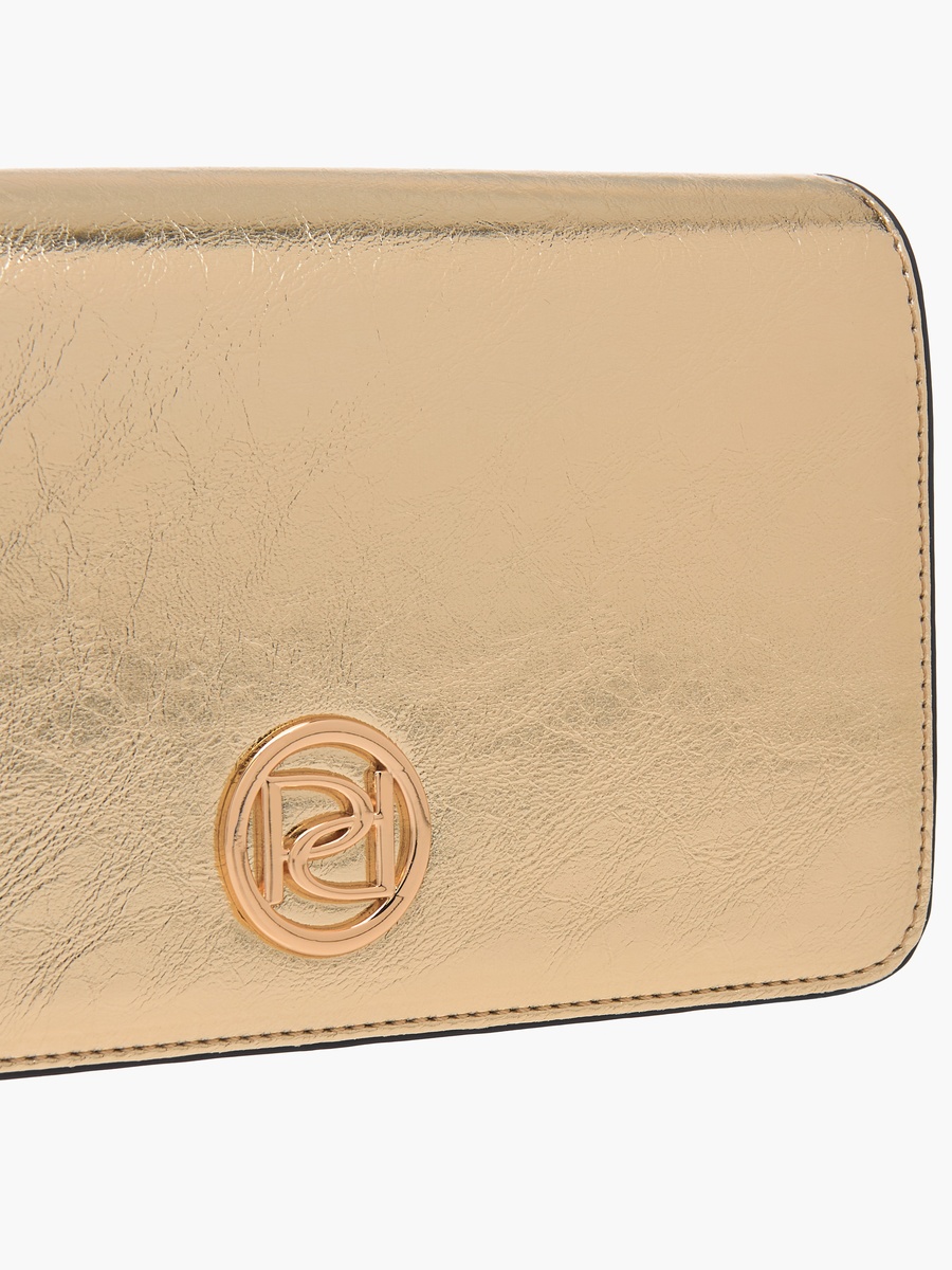 Logo Detail Crossbody Bag with Chain Strap and Flap Closure