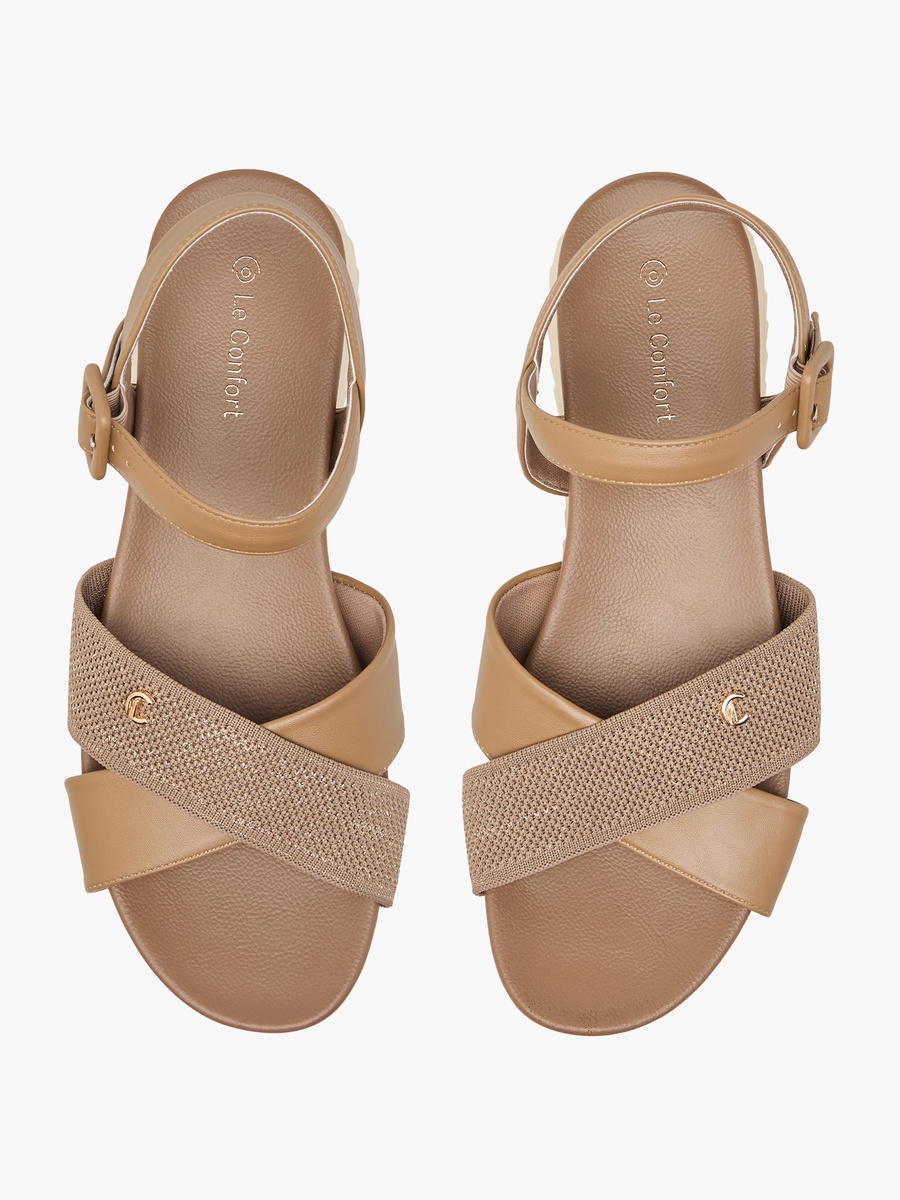 Textured Cross Strap Sandals with Buckle Closure