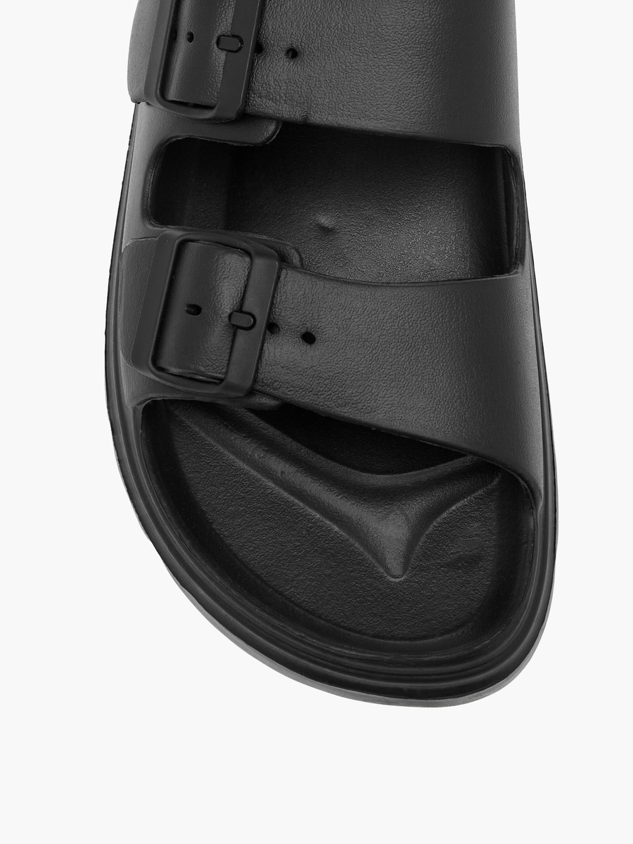 Buckle Accent Slide Slippers with Slip-On Closure
