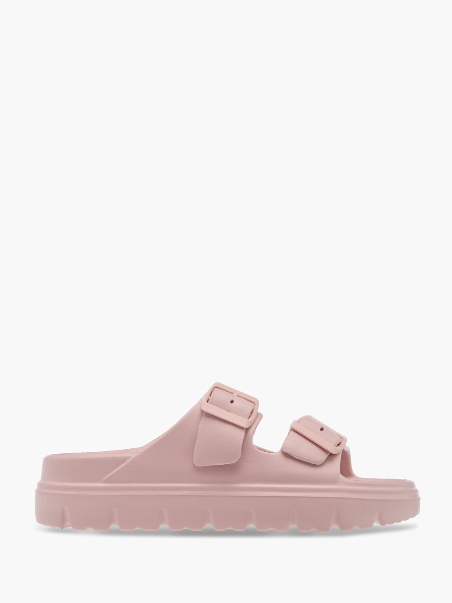 Buckle Accent Slide Slippers with Slip-On Closure