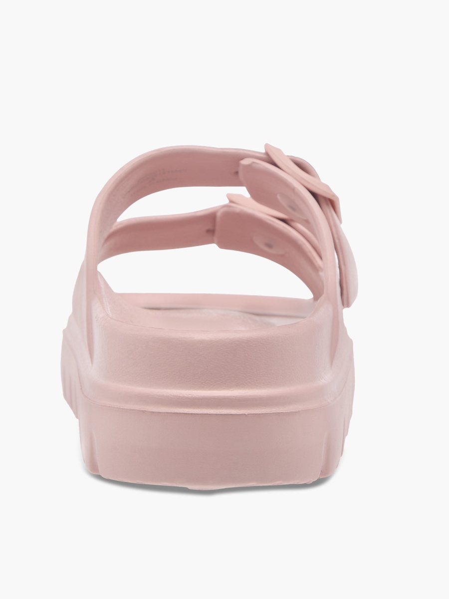 Buckle Accent Slide Slippers with Slip-On Closure