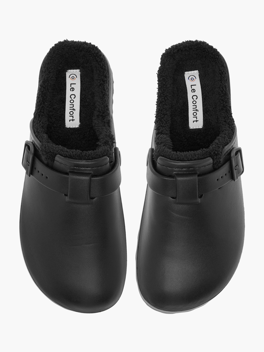 Solid Bedroom Mules with Fur Accent and Buckle Detail