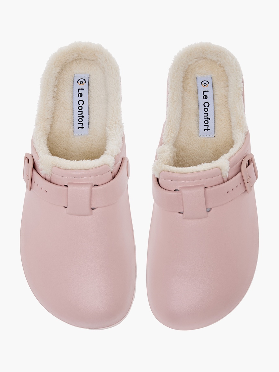 Solid Bedroom Mules with Fur Accent and Buckle Detail