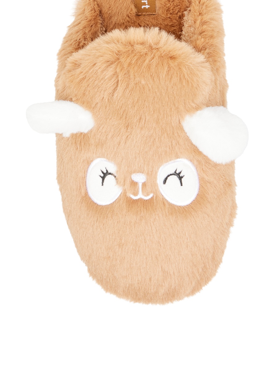 Panda Ear Applique Faux Fur Bedroom Mules