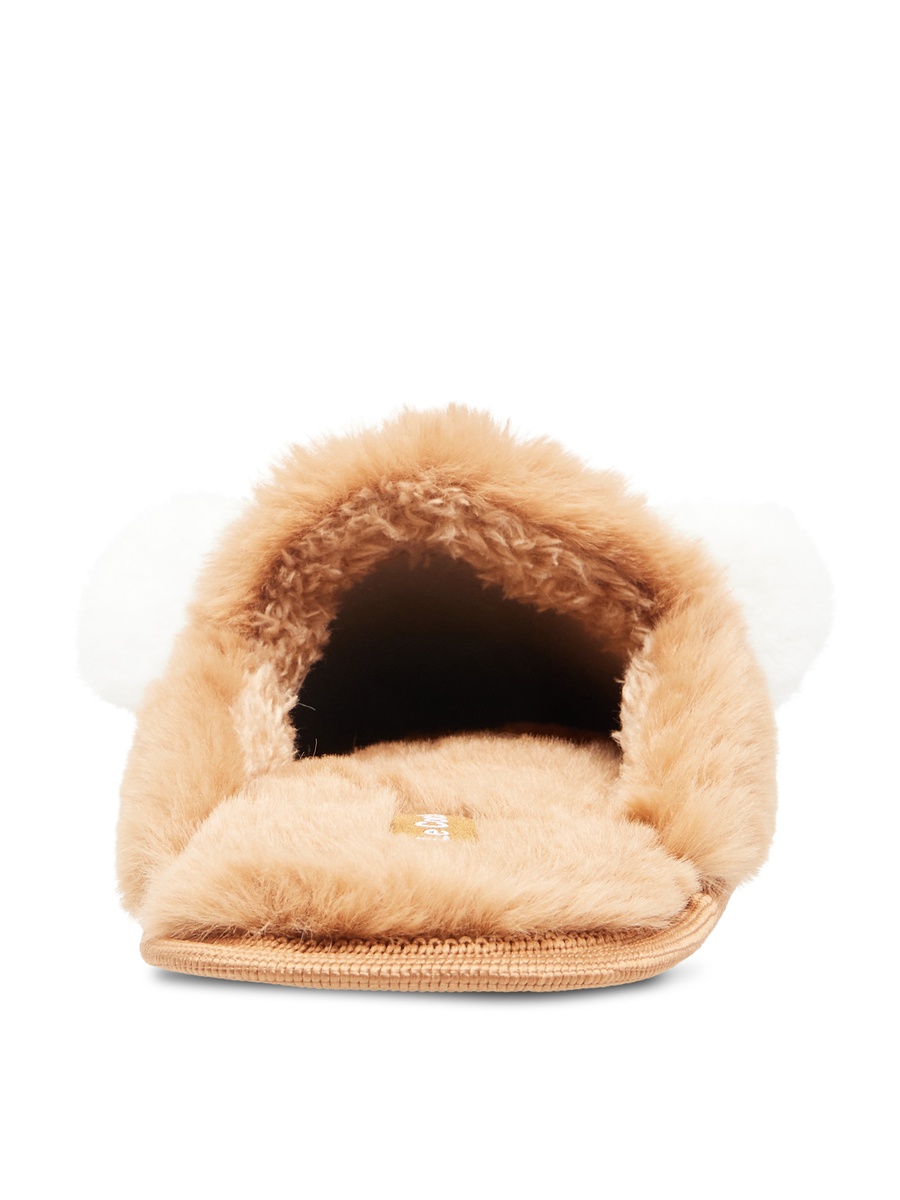 Panda Ear Applique Faux Fur Bedroom Mules