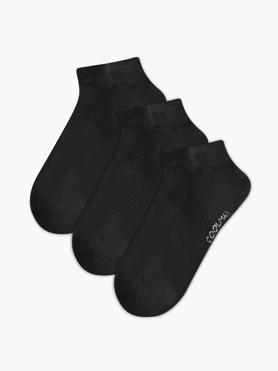 Logo Print Non Terry Ankle Length Socks - Set of 3