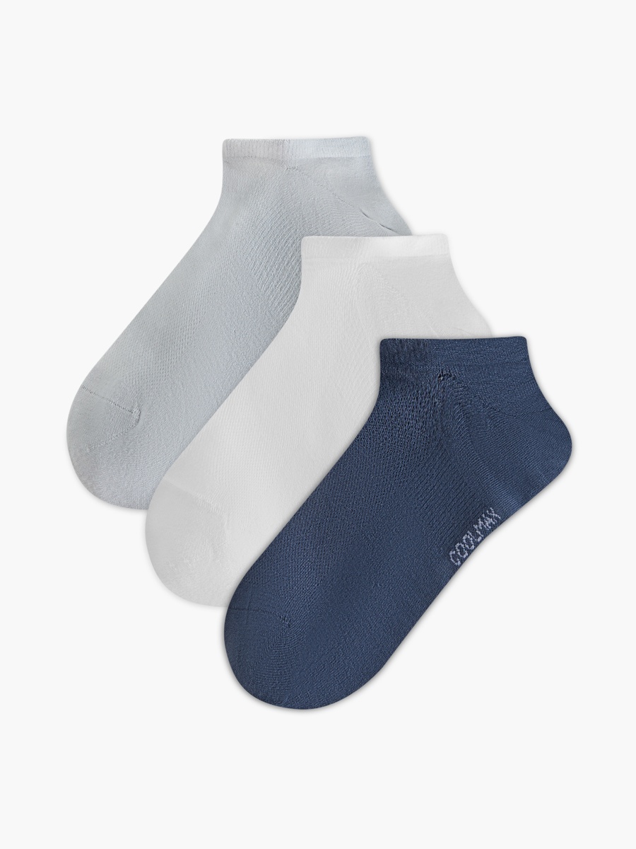 Logo Print Non Terry Ankle Length Socks - Set of 3