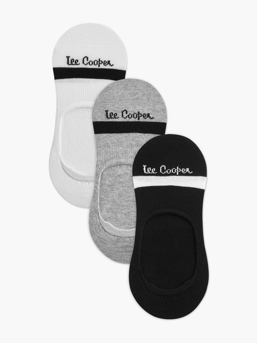 Logo Print Non-Terry No Show Socks - Set of 3