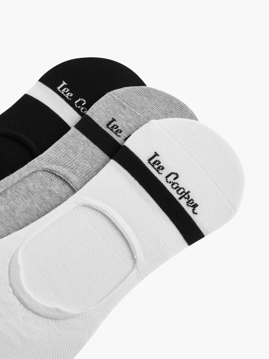 Logo Print Non-Terry No Show Socks - Set of 3