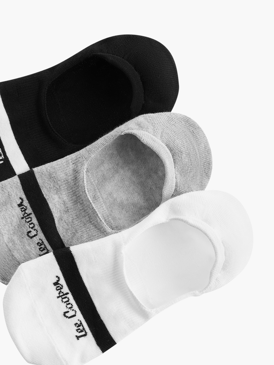 Logo Print Non-Terry No Show Socks - Set of 3