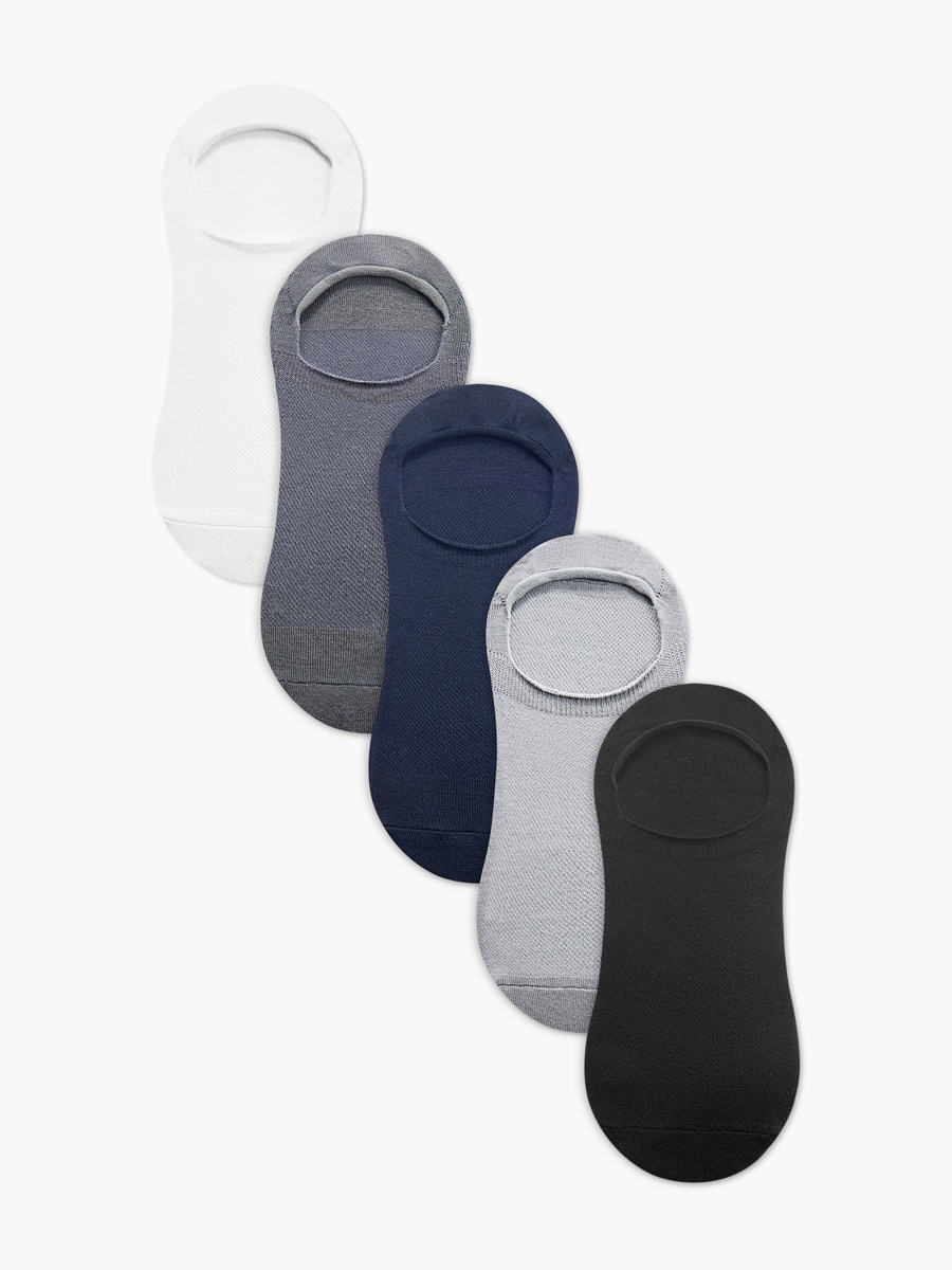 Textured Non Terry No Show Socks - Set of 5