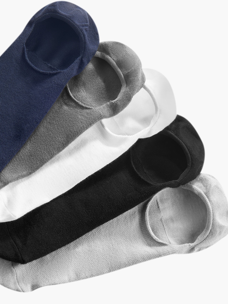 Textured Non Terry No Show Socks - Set of 5