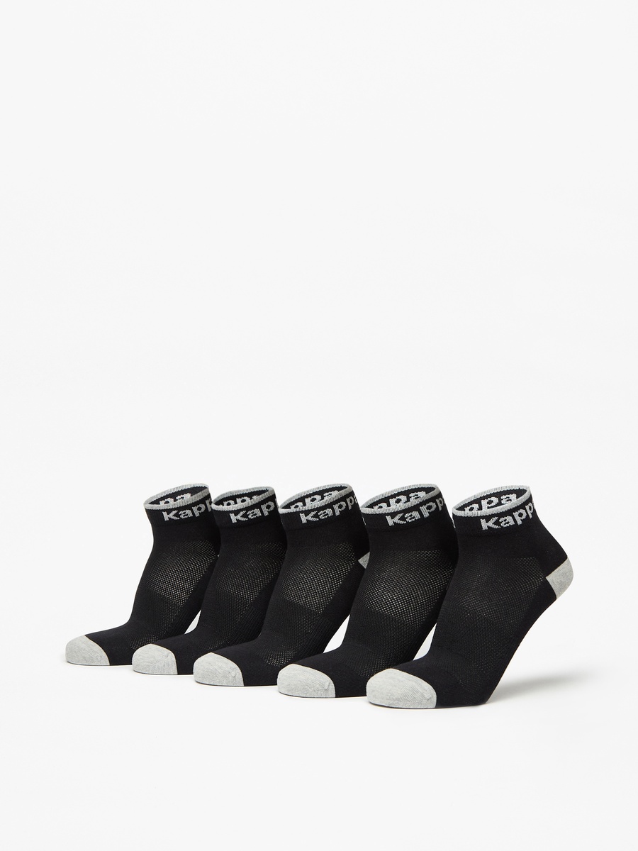 Logo Print Crew Length Sports Socks - Set of 5