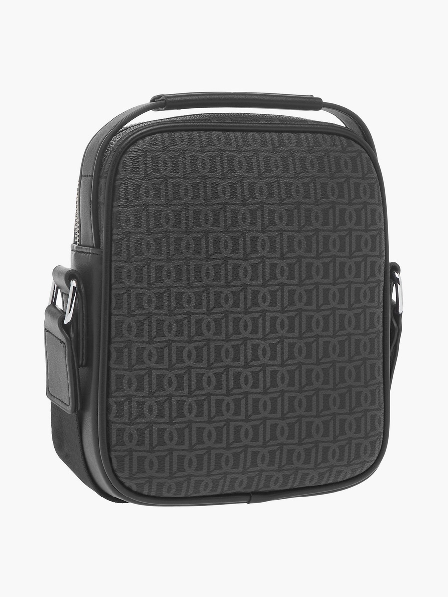 Monogram Print Crossbody Bag with Zip Closure and Adjustable Strap