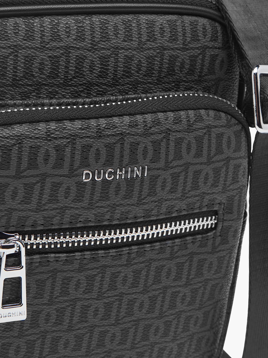 Monogram Print Crossbody Bag with Zip Closure and Adjustable Strap