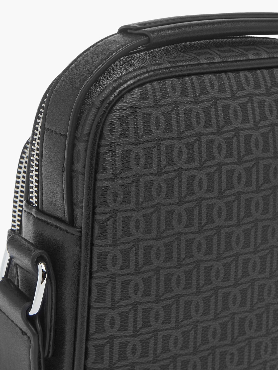 Monogram Print Crossbody Bag with Zip Closure and Adjustable Strap