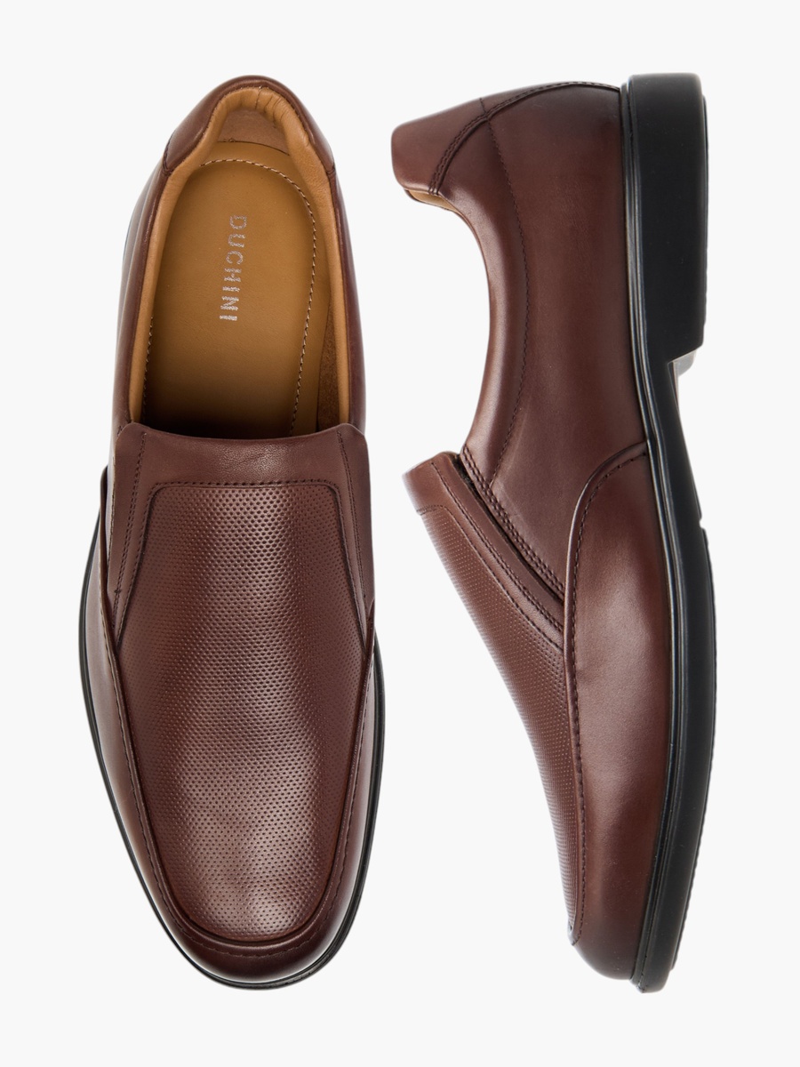 Leather Textured Slip-On Loafers