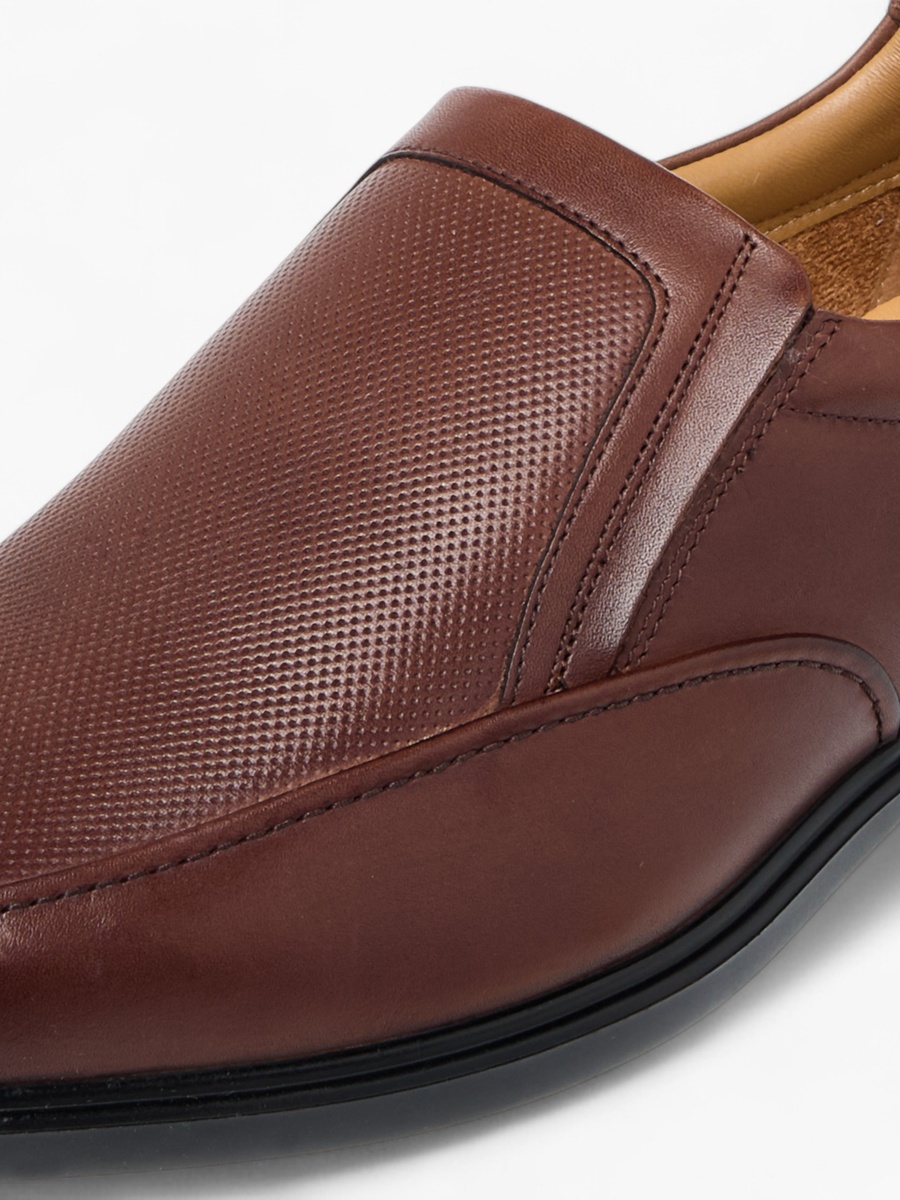 Leather Textured Slip-On Loafers