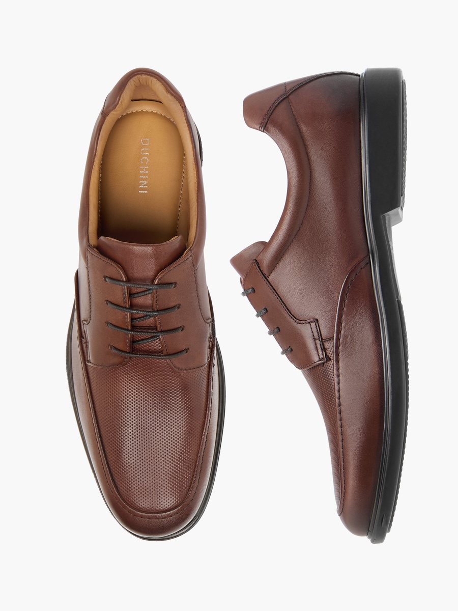 Leather Textured Lace-Up Derby Shoes
