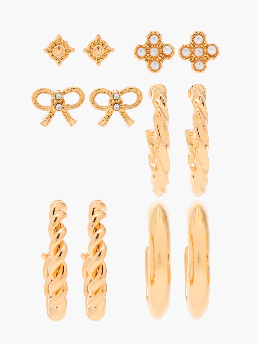 Assorted Metallic Earrings with Pushback Closure - Set of 6