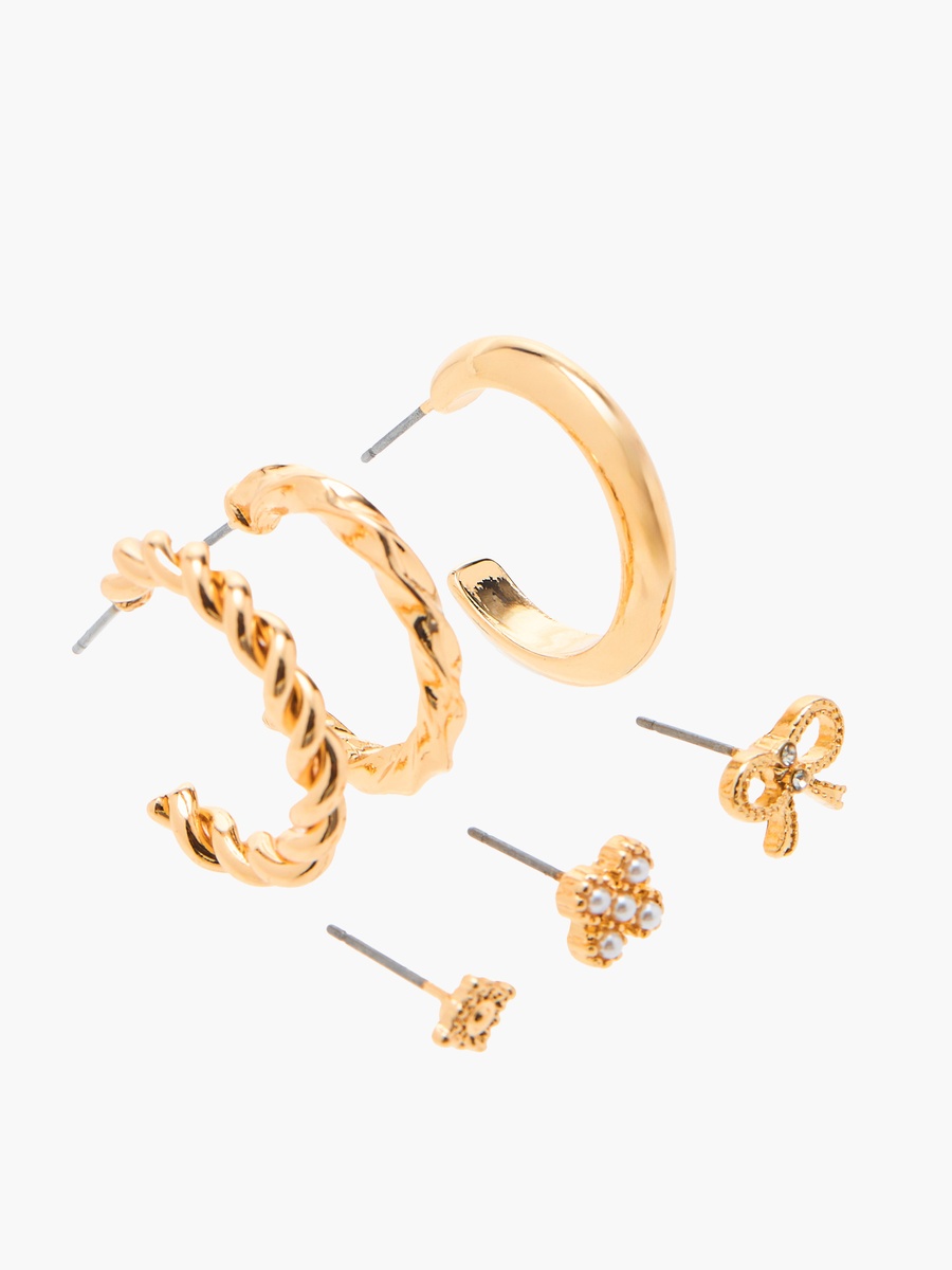 Assorted Metallic Earrings with Pushback Closure - Set of 6