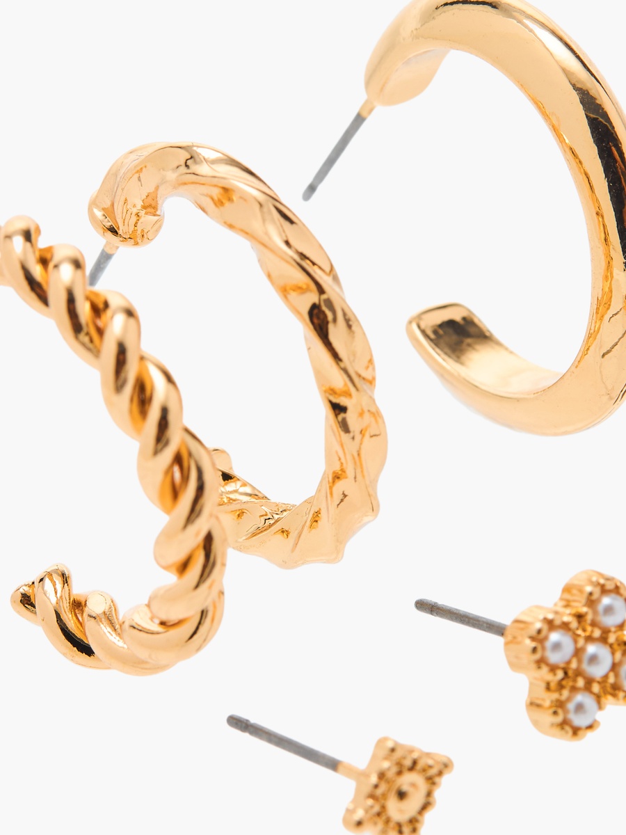 Assorted Metallic Earrings with Pushback Closure - Set of 6