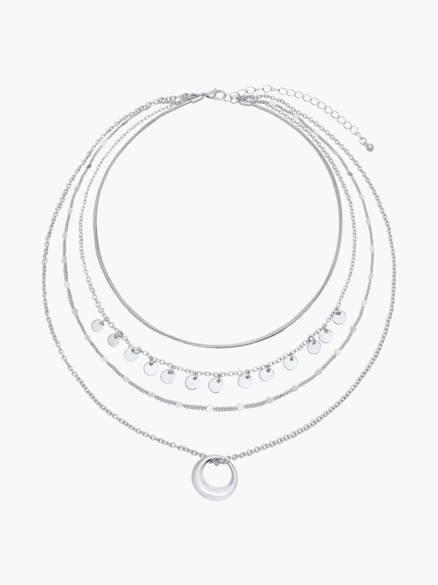 Metallic Layered Necklace with Lobster Clasp Closure