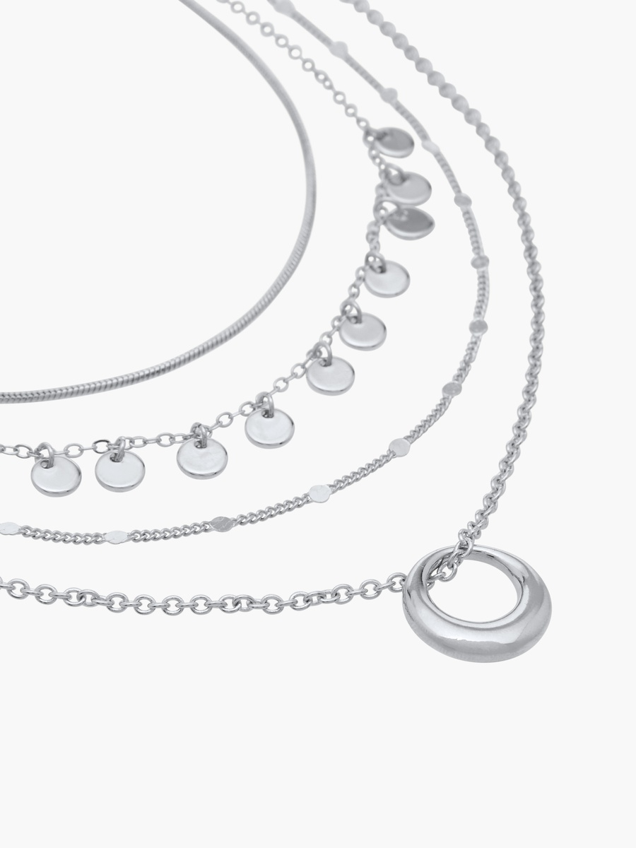Metallic Layered Necklace with Lobster Clasp Closure