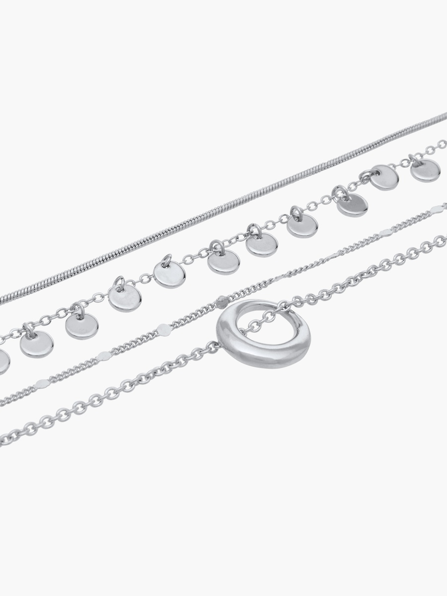Metallic Layered Necklace with Lobster Clasp Closure