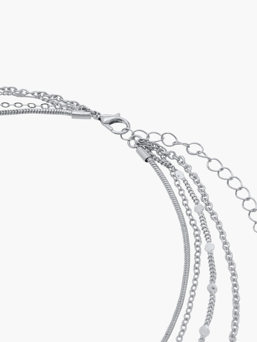 Metallic Layered Necklace with Lobster Clasp Closure