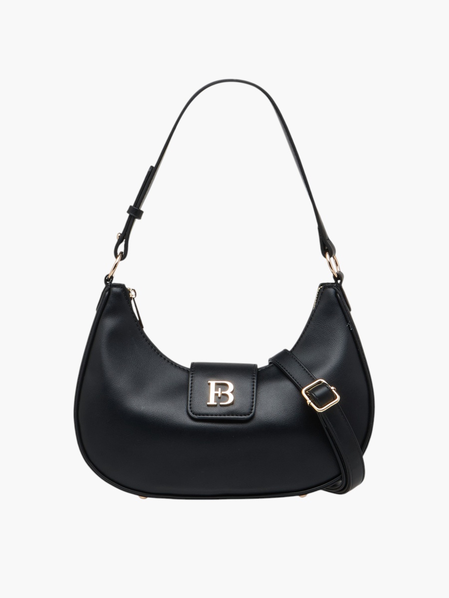 Monogram Print Shoulder Bag with Detachable Strap