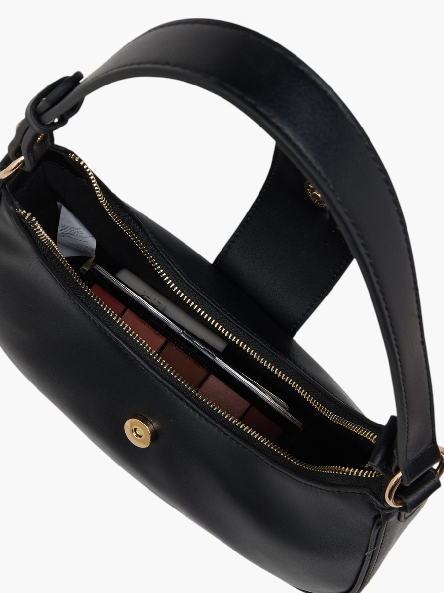 Monogram Print Shoulder Bag with Detachable Strap