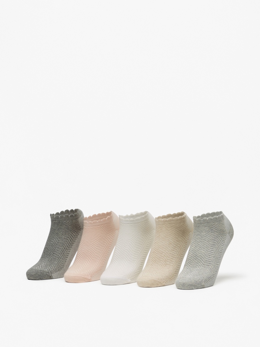 Chevron Textured Ankle Length Socks - Set of 5