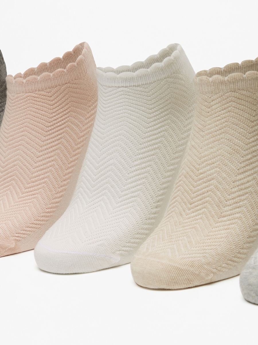 Chevron Textured Ankle Length Socks - Set of 5