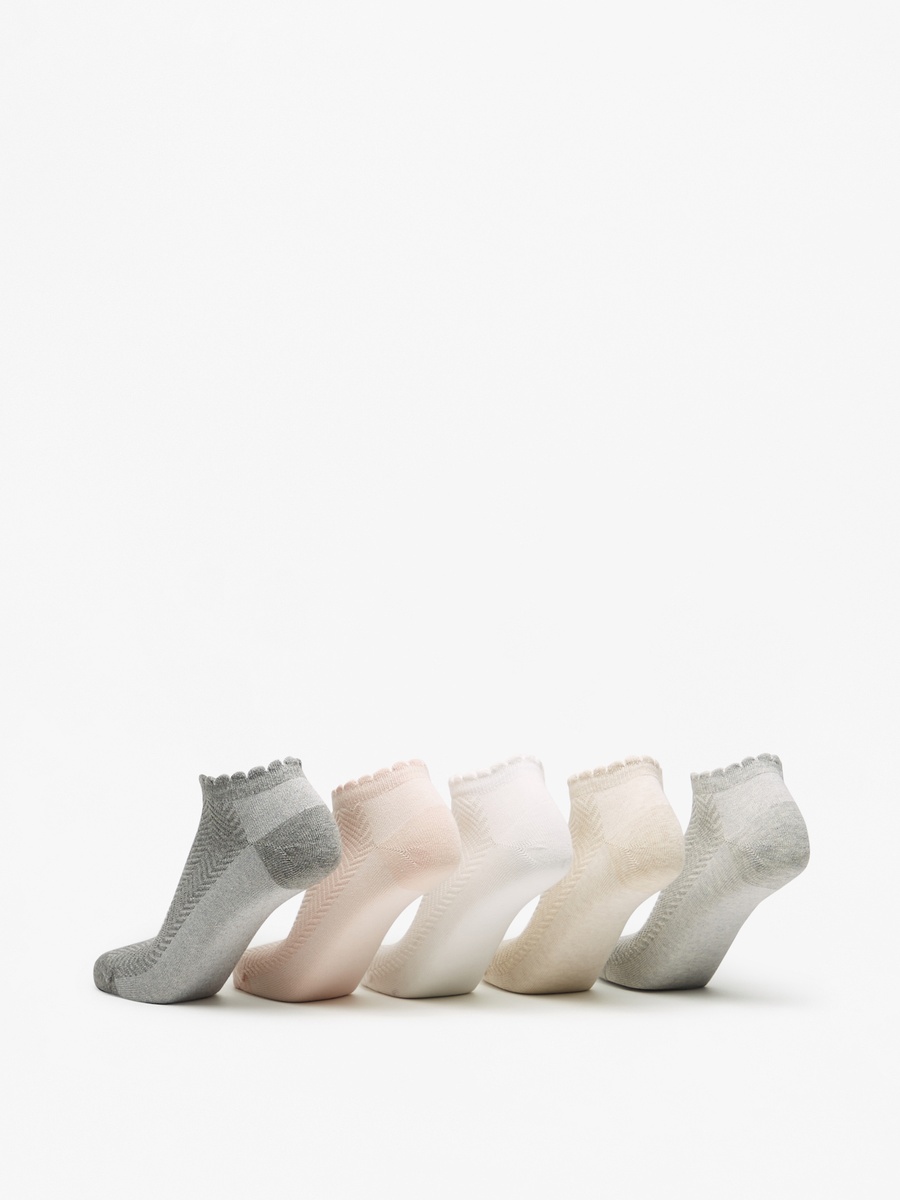 Chevron Textured Ankle Length Socks - Set of 5