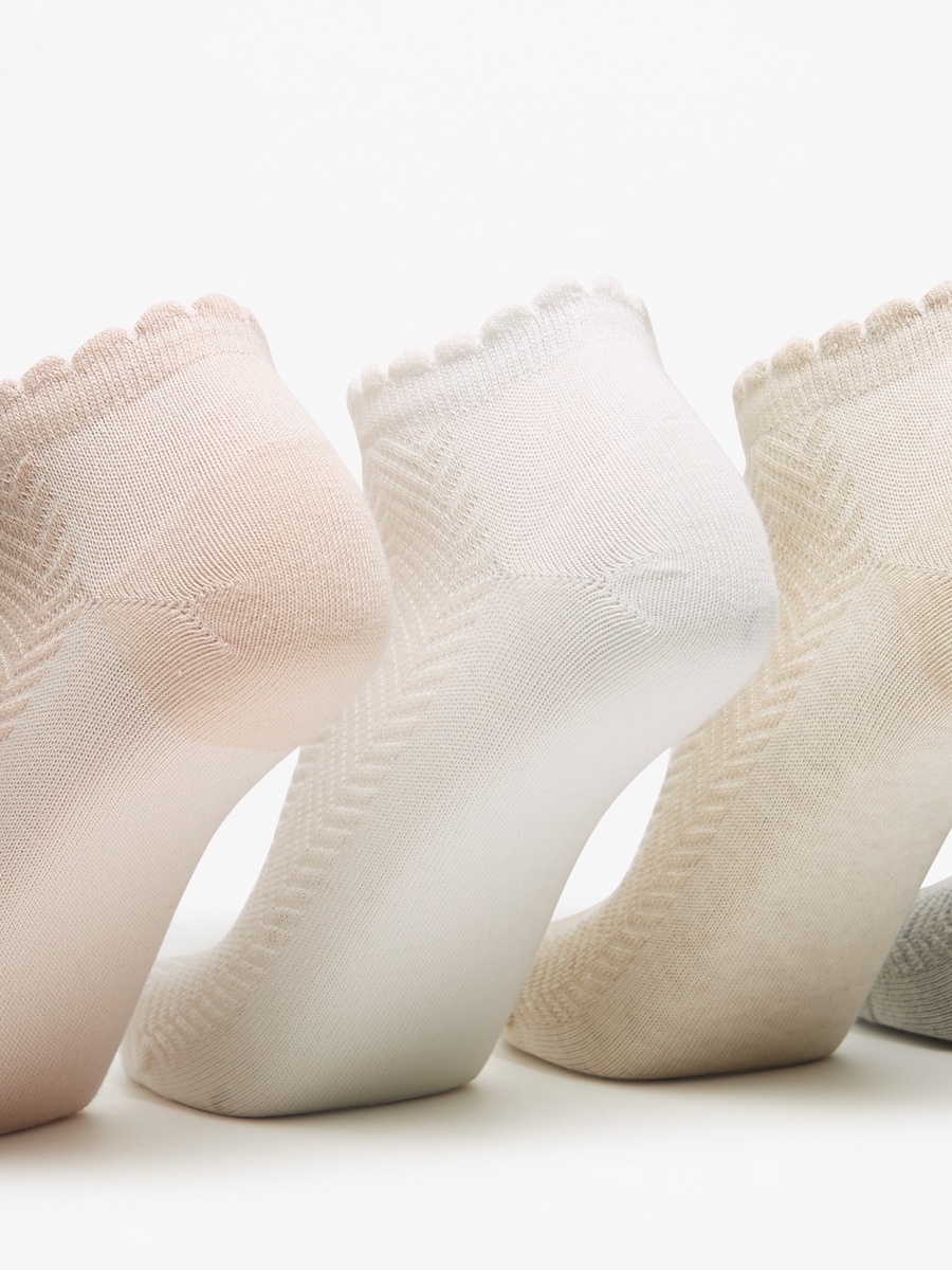 Chevron Textured Ankle Length Socks - Set of 5
