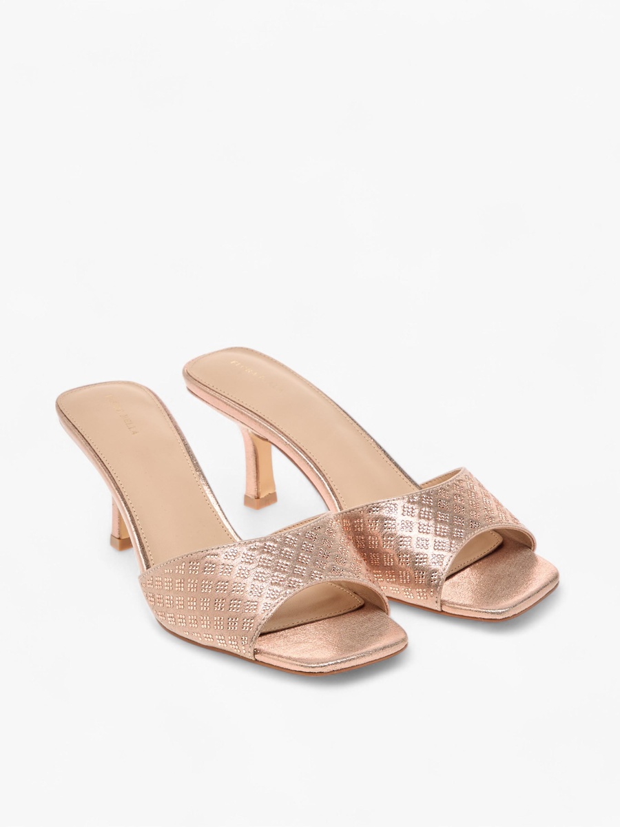 Embellished Slip-On Sandals with Stiletto Heels