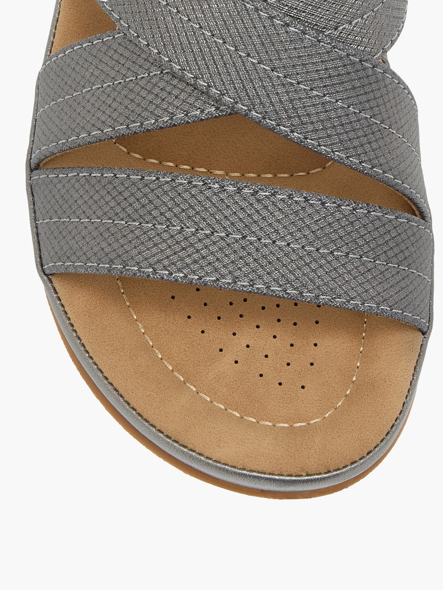 Textured Slip-On Strappy Sandals