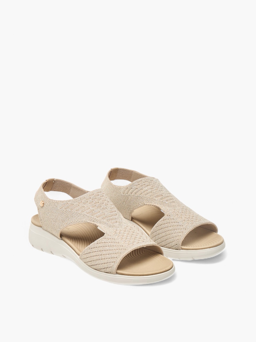 Textured Strap Sandals with Wedge Heels