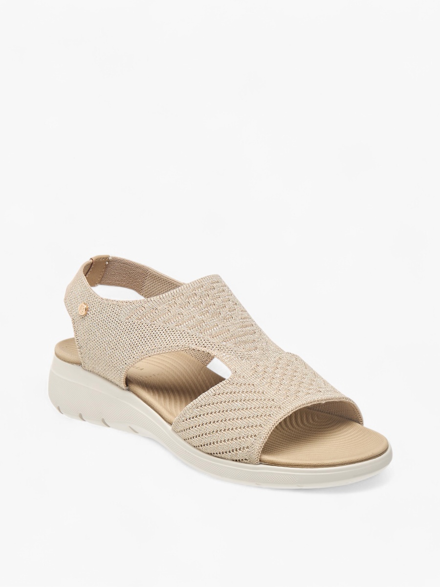 Textured Strap Sandals with Wedge Heels