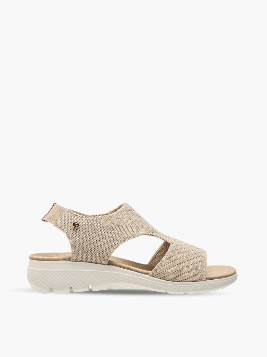 Textured Strap Sandals with Wedge Heels