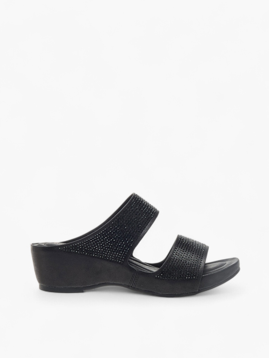 Embellished Slip-On Sandals with Wedge Heels