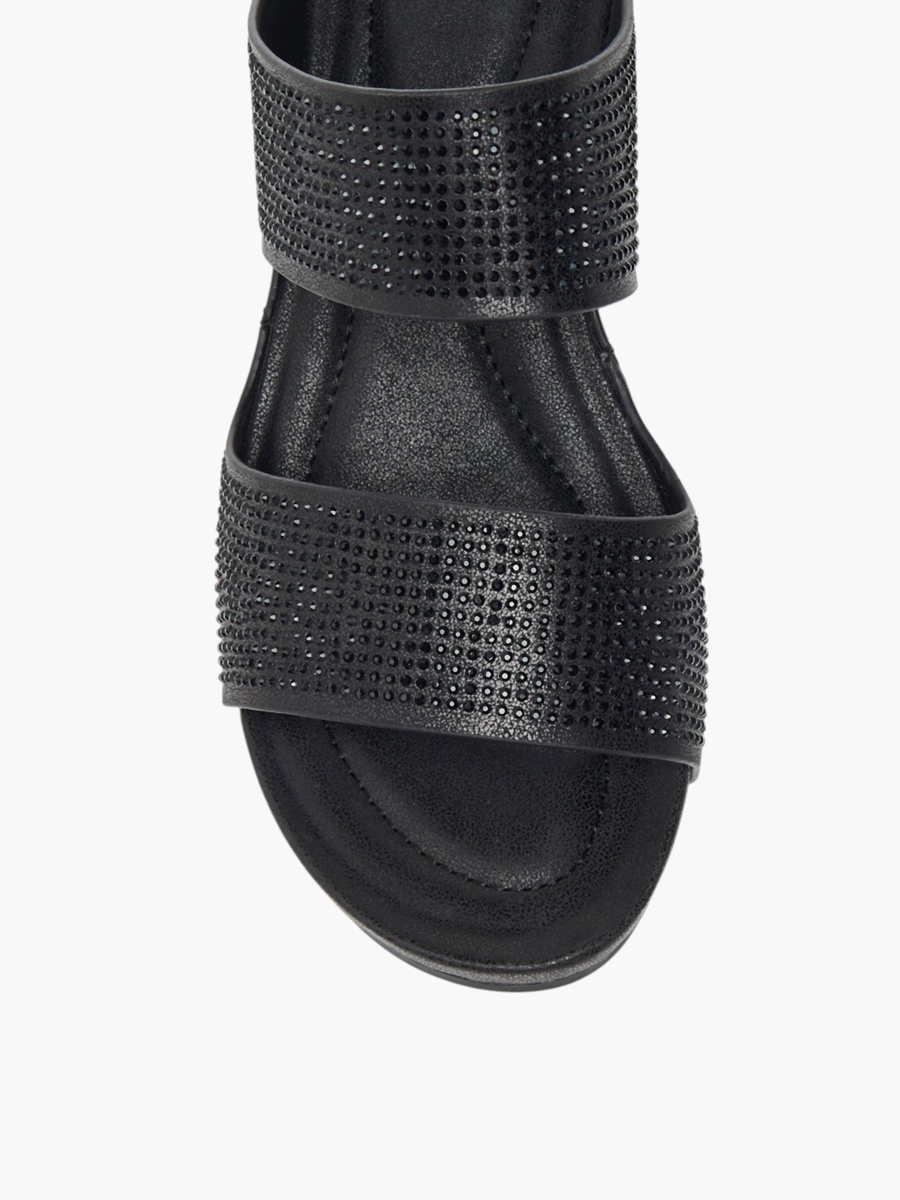 Embellished Slip-On Sandals with Wedge Heels