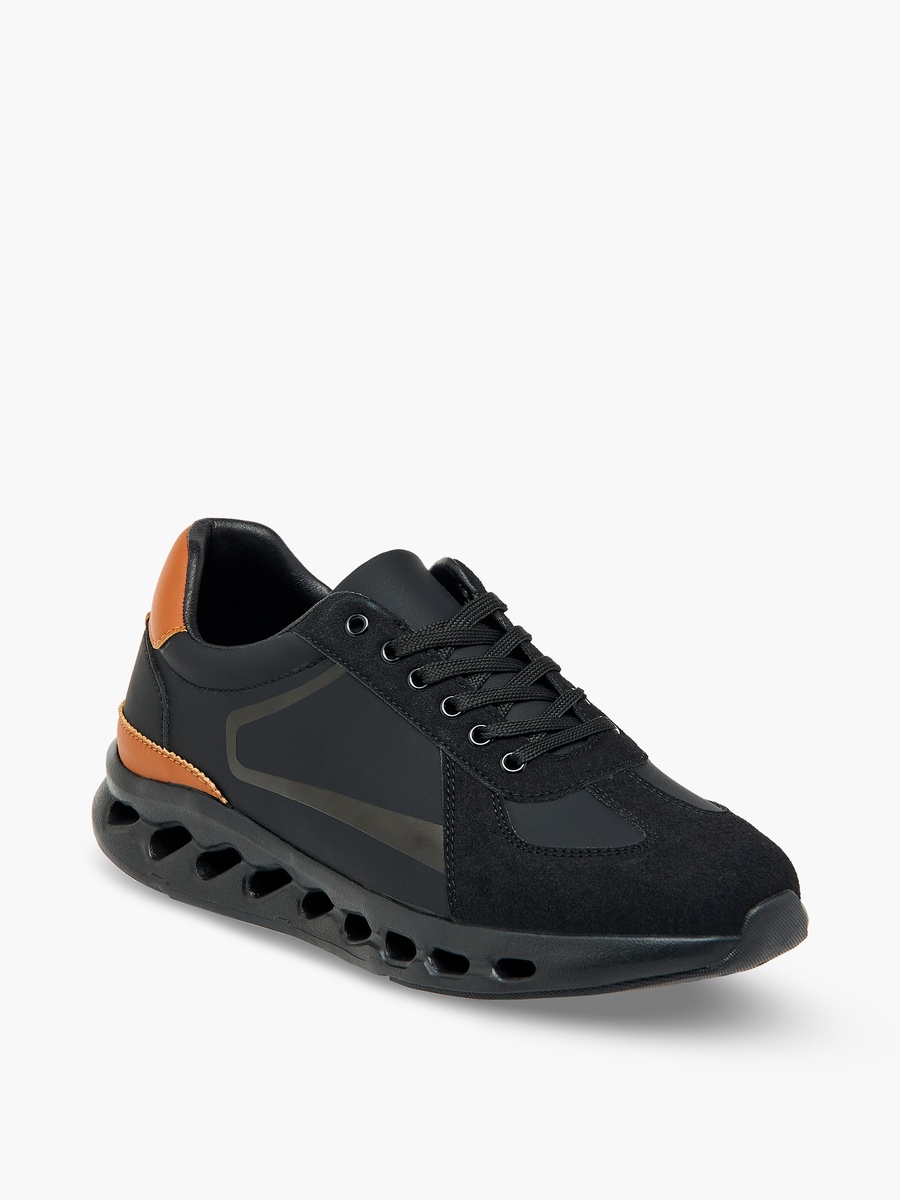 Panelled Ankle Sneakers with Lace-Up Closure
