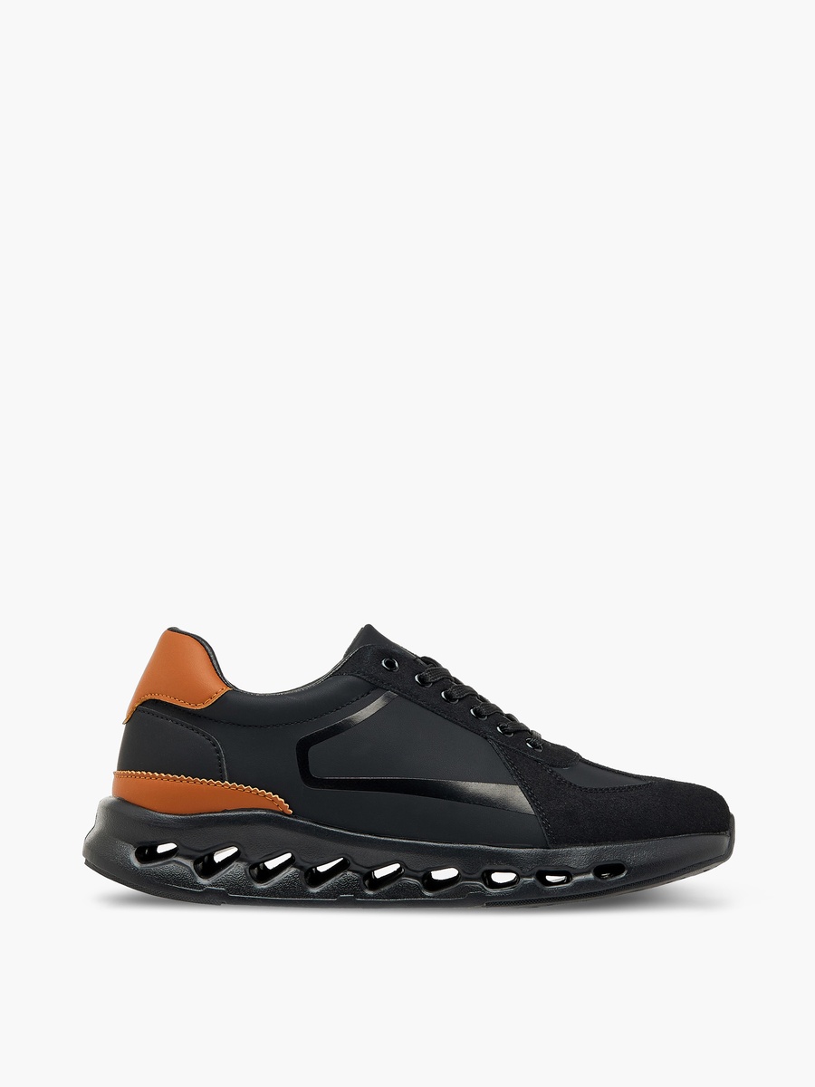Panelled Ankle Sneakers with Lace-Up Closure